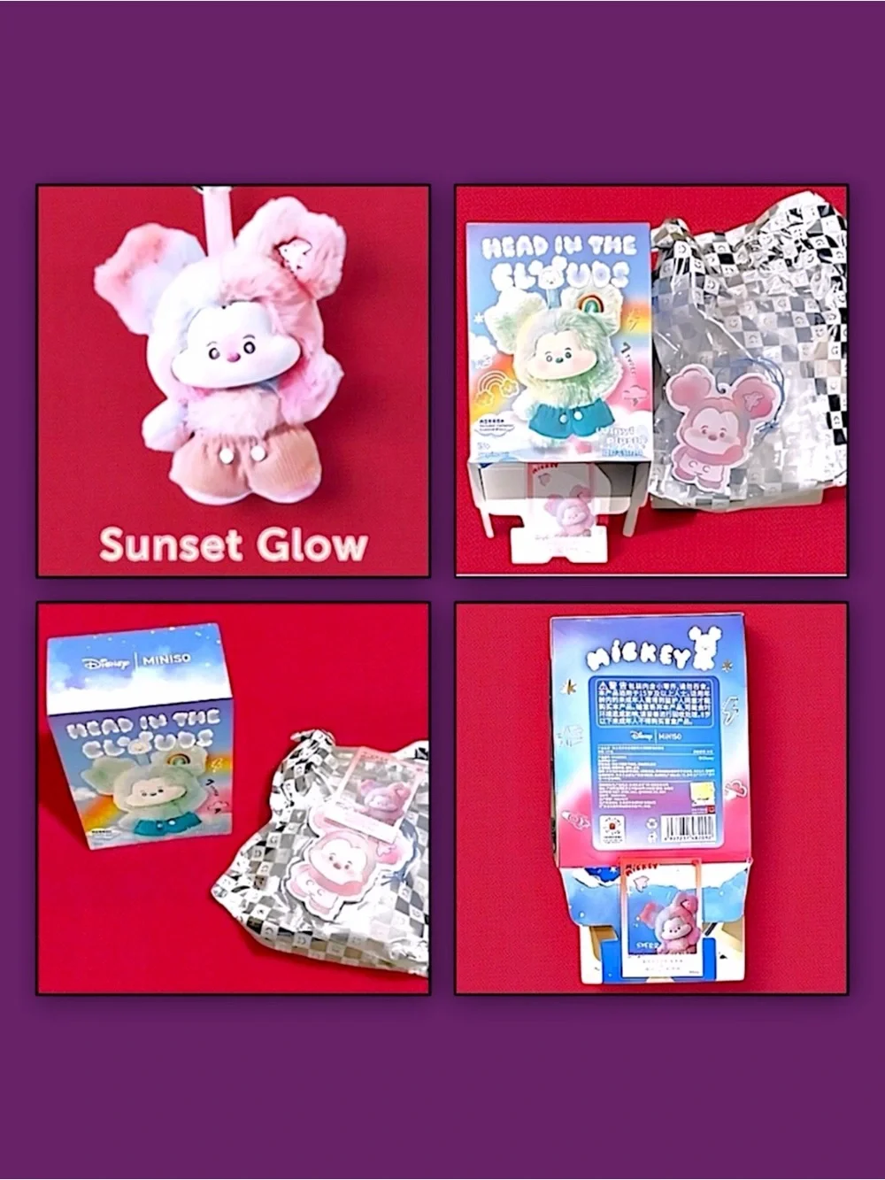 Miniso Disney Mickey Head in the Clouds Vinyl Plush Pendant Sunset Glow